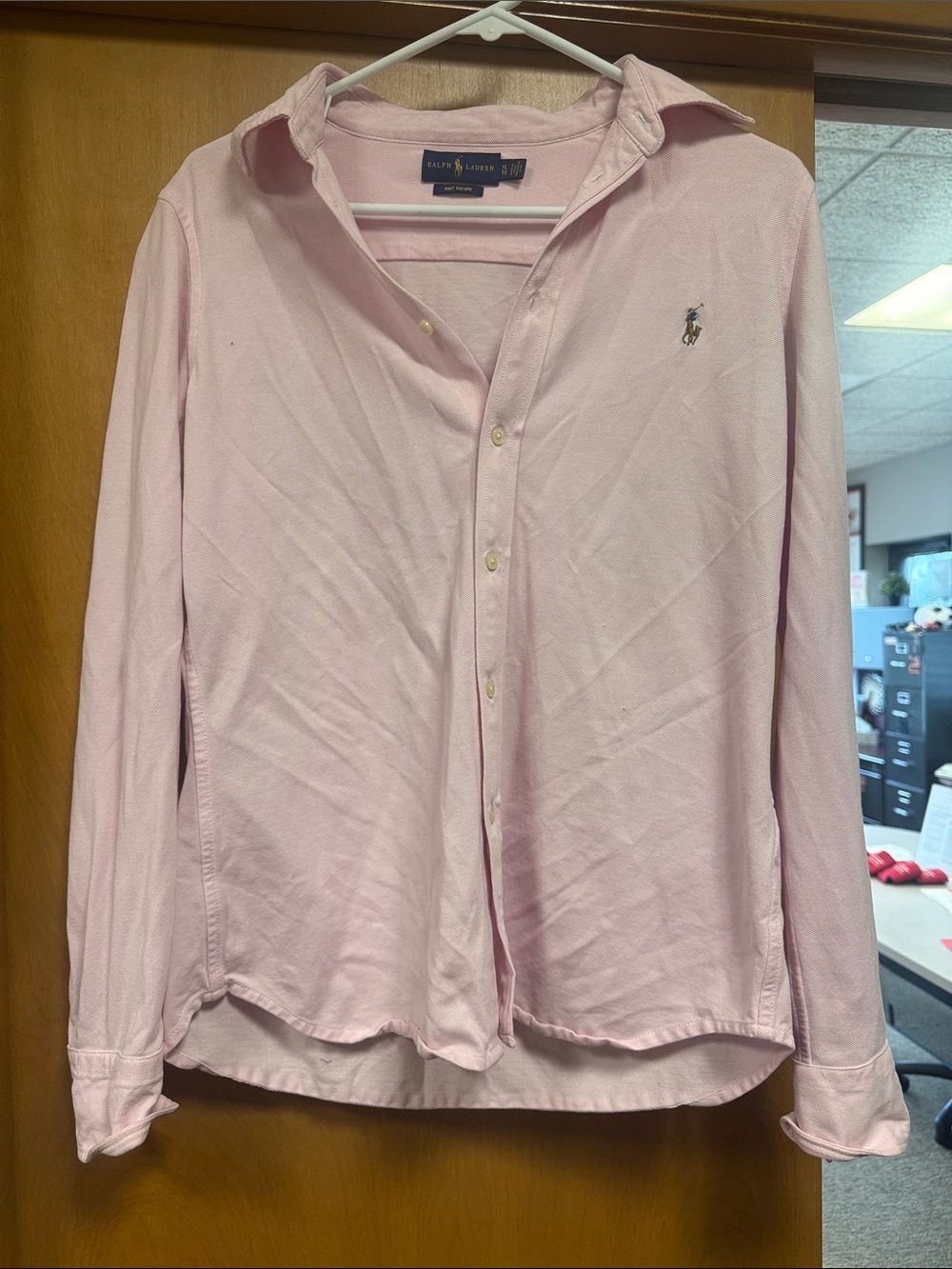 Ralph Lauren Light Pink Men's Button-Down Shirt with Polo Logo